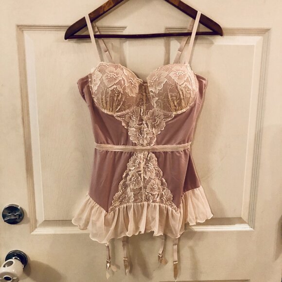 [Women's L] Sophie B Lingerie Babydoll Lace Underwire Garter Boudoir Coquette - Picture 2 of 10